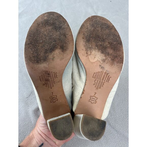 CHARLOTTE STONE Off White Slip On Mule Heel Sandals Shoes   Women's Size 7 - Picture 7 of 9